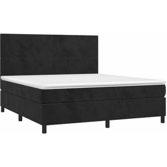 vidaXL Vidaxl - Cama Box Spring Colch&oacute;n Y Led Terciopelo Negro 180x200 Cm