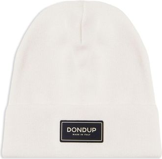 Dondup logo-patch knitted beanie - men - Wool/Acrylic - One Size - White