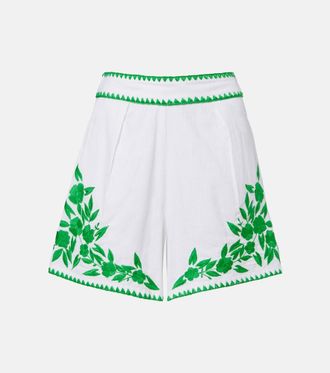 Juliet Dunn Shorts in cotone e lino con ricamo