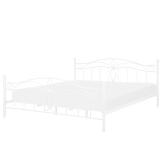 Beliani Cama De Metal Blanca 180 X 200 Cm Somier Listones Estilo Vintage Retro Boho Dormitorio Antlia