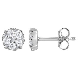 Grown Brilliance 0.50 Carat Sterling Silver Round Cut Lab Grown Diamond Cluster Stud Push Back Earrings for Women-Color/Clarity-HISI3I1