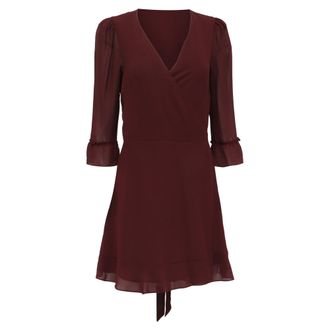 Reformation Wrap-Accent Mini Dress in Burgundy Viscose