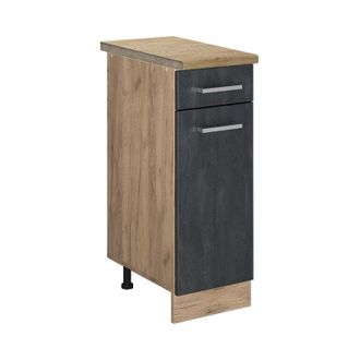Vicco Mueble De Cocina Con Caj&oacute;n R-line, Hormig&oacute;n Negro, 30 Cm Et Roble