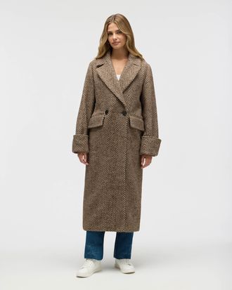 NVLT Womens Retro Bold Chevron Oversized Coat