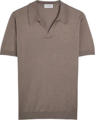 John Smedley Noah Wool Polo Shirt - Light Brown - Xxl