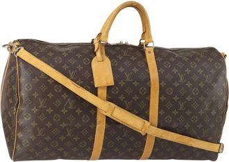 Louis Vuitton Keepall Bandouliere Bag Monogram Canvas Brown Canvas Handbag (Pre-Owned)