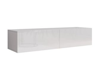Mirjan24 Mobilier1 - Mueble Tv Venenou 125, Blanco + Blanco Brillante, N&uacute;mero De Puertas: 0, N&uacute;mero De Cajones: 0, 140x30x40cm