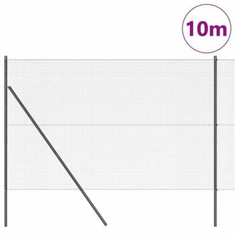 Berkfield Home Modern Welded Wire Fence with 7 Posts Grey 1.5x10 m Steel