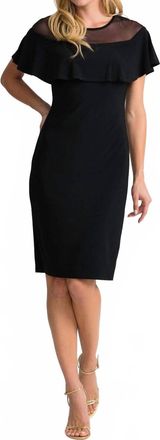 Joseph Ribkoff Sheer Neckline Midi Dress In Black