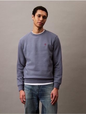 Calvin Klein Jeans Calvin Klein Mens Archive Logo Fleece Crewneck Sweatshirt - Blue - 2XL