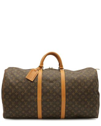 Louis Vuitton Brown Coated/Waterproof Canvas Keepall Travel Bag (Authentic Pre-Loved)