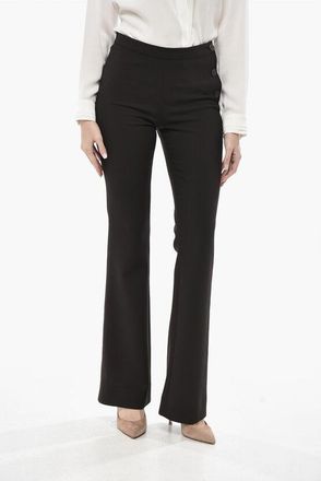 Courr&egrave;ges Wool-Blend Bootcut Trousers with Side Buttoning size 40