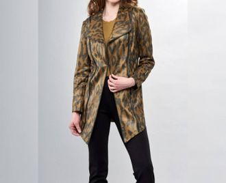 Insight Liquid Print Long Metal Jacket In Sage Leopard