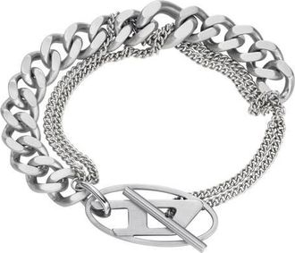 Diesel Oval D Toggle Chain Bracelet in Silver at Nordstrom