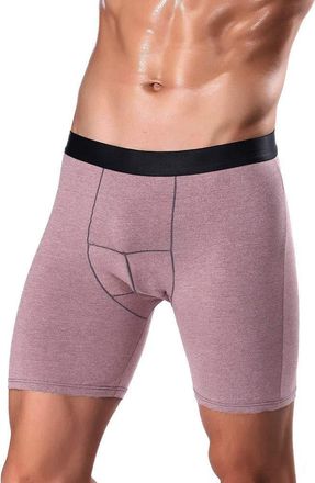 Generic Mens knee-length boxer shorts, hipster microfibre, cotton retro shorts, trunks, soft, breathable, mens underwear, red, L