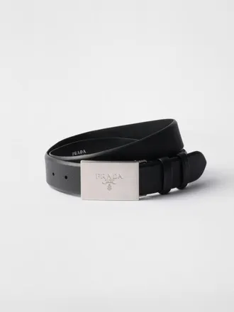 Prada textured leather belt - men - Saffiano Leather - 90 - Black