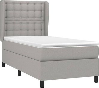 vidaXL Vidaxl - Cama Box Spring Con Colch&oacute;n Tela Gris Claro 90x200 Cm
