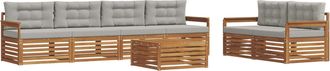 vidaXL Conjunto De Sof&aacute;s De Exterior 7 Uds. Gris Natural Y Claro Vidaxl