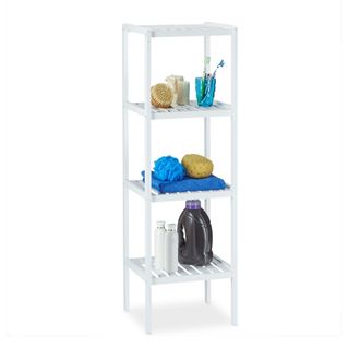 Relaxdays Relaxdays - 2 Estanter&iacute;as De Bamb&uacute; Para Ba&ntilde;o, 4 Estantes, Madera, De Pie, Bamb&uacute;, Para Cocina, 110 X 34,5 X 33 Cm, Blanco