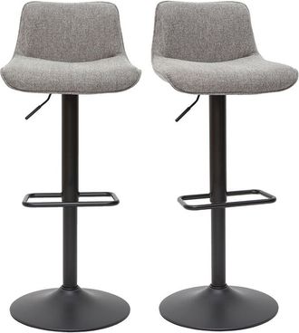 Miliboo Taburetes De Bar Ajustables Giratorios 360&deg; En Tejido De Terciopelo Azul Oscuro Texturizado Y Metal Negro (juego De 2) Boost