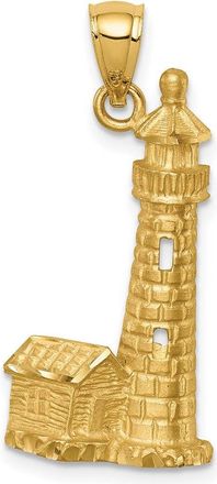 Diamond2Deal 14k Yellow Gold Brushed Diamond-Cut Lighthouse Pendant