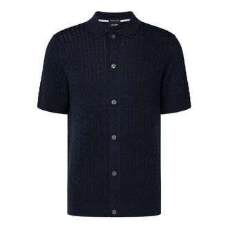 Joop Tristao - Heren - Korte mouwen Overhemden - Blauw - L - Katoen - Overhemden
