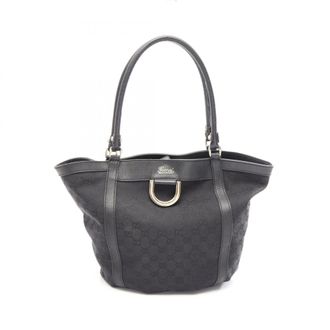 Gucci Black Canvas Leather Handbag Tote Bag (Pre-Owned)