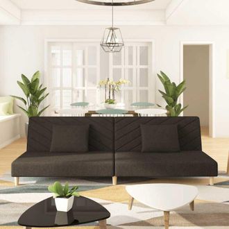 vidaXL Sof&aacute; Cama De 2 Plazas Con Dos Almohadas Tela Marr&oacute;n Vidaxl