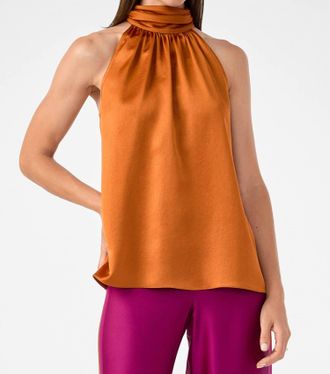 Trina Turk Zana Mock Neck Top In Amber