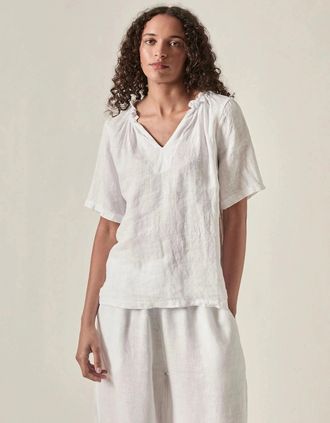 James Lakeland Womens White Pure Linen Blouse - Size: 20