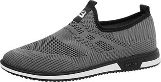 Generic Leisure Mens Shoes Breathable in Spring and Summer Casual Mesh Sports Shoes One Foot Lazy Shoes Foreign Trade Flat Sole Shoes for Men (Grey, 8)-2