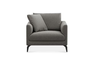 Castlery Lena Armchair Customized, Dark Grey (Performance Classic Twill) with Matte Black Legs, Spill Resistant, Removable Covers for Castlery Chairs