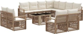 vidaXL Conjunto De Sof&aacute;s De Jard&iacute;n 12 Uds. Beige Y Blanco Crema Vidaxl