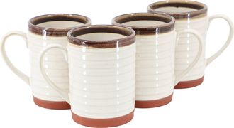 Gibson Home Terra Bella 4 Piece 18.5 Ounce Terracota Mug Set in Pearl White