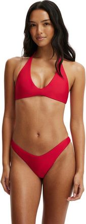 Cotton On Womens Scoop Neck Halter Bikini Top in Spicy Red Shimmer at Nordstrom, Size X-Large