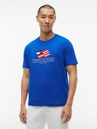 Tommy Hilfiger Mens Wavy Flag Logo T-Shirt - Regal Blue - XL