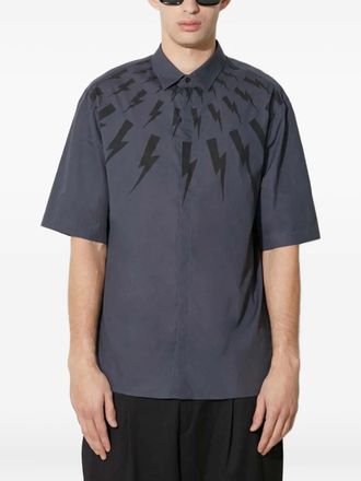 Neil Barrett lightning bolt shirt - men - Cotton - M - Blue