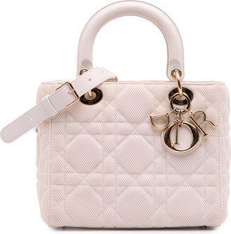 Dior Pre-owned Womens Lady Top Handle Quilted Bag - Ivory Textile - One Size