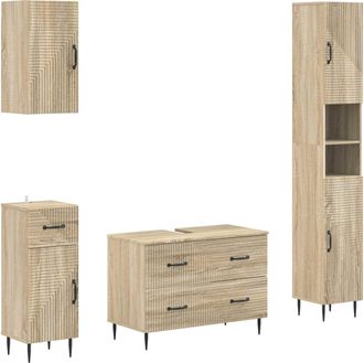vidaXL Juego De Armarios De Ba&ntilde;o De 4 Piezas Haarlem Roble Sonoma Vidaxl