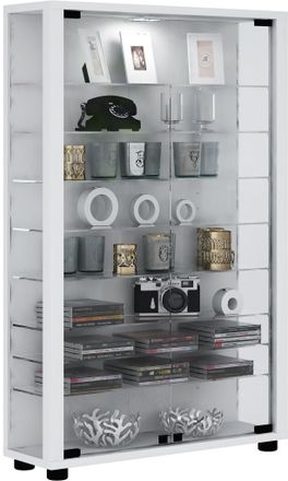 ebuy24 Ebuy24 - Vitrina De Vidrio Vcm De Pie Vitrina De Vidrio Con Vidrio De Seguridad Esg Dimensiones Aprox. Al. 90 X An. 59 X P. 18 Cm Soporte Vitrina Vidr