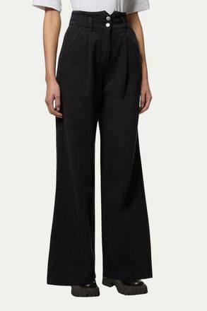 Karen Millen Petite Denim Wide Leg High Waisted Jeans in Black at Nordstrom, Size 10P