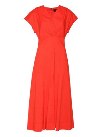 Clips poplin V-neck dress - Red