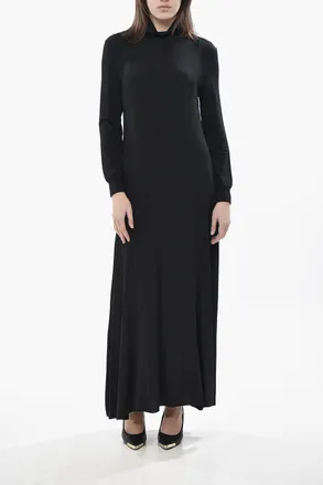 Khaite High-Neck Maxi Dress with Flared Design Khaite