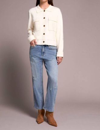 Tribal Collared Sweater Cardigan In Moonstone