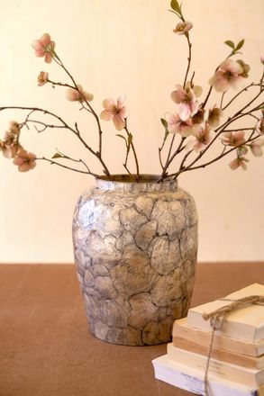Kalalou Spun Bamboo Vase With Capiz Shell Detail