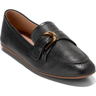 Cole Haan Grand Ambition Alette Buckle Loafer in Black Tumbled Leather at Nordstrom, Size 5