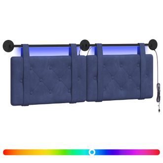 vidaXL Cabecero Colgante Con Luz Led Azul Polic&iacute;a Terciopelo Vidaxl