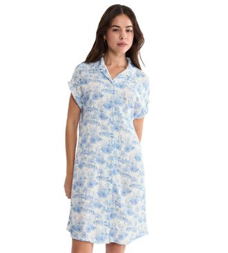 Triumph Nachthemd TRIUMPH Boyfriend Fit NDW X, Damen, Gr. 36, N-Gr, blau, light combination, Single Jersey, Obermaterial: 100% Viskose, Kleider Nachthemd, beq