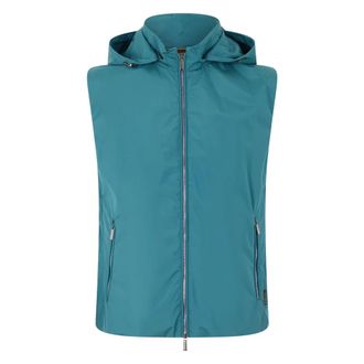 Moorer Vests, male, Blue, Size: M Gilet with Hood and Pockets