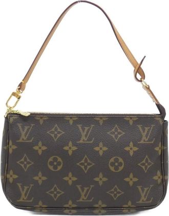 Louis Vuitton Marron Coated Canvas Pochette Pouch (Pre-Owned)